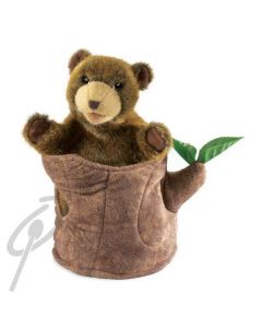 Folkmanis Bear In Tree Stump Puppet